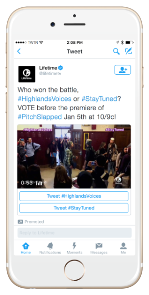 Beispiel für die Lebensdauer von Twitter Conversational Ads