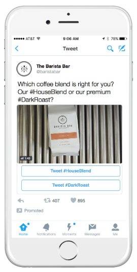 Beispiel für Conversational Ads auf Twitter