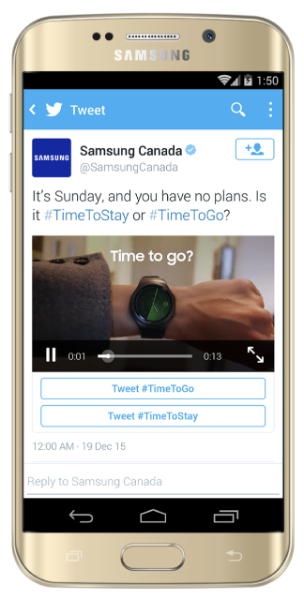 Twitter Conversational Ads Samsung-Beispiel