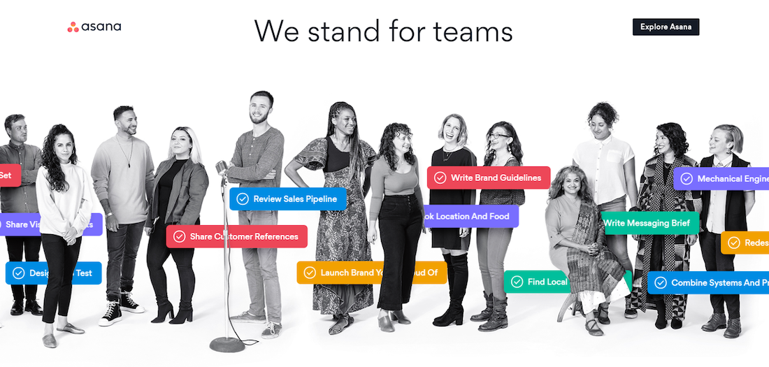 مثال على صفحة Asana لأفضل ممارسات الإعلانات المصورة