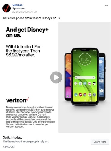 เสียงของลูกค้า ตัวอย่าง Verizon