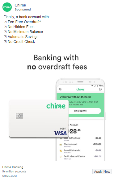 Chime-Landingpage-Facebook-Retargeting-Anzeige