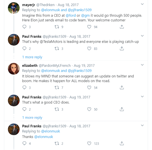 marketing conversațional Exemplu Tesla