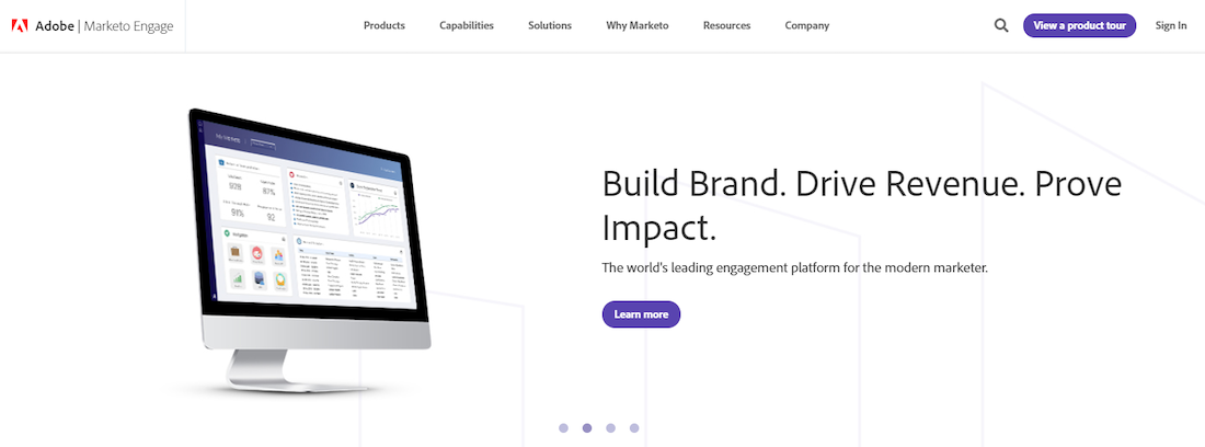 Examen de la page de destination du logiciel d'automatisation Marketo