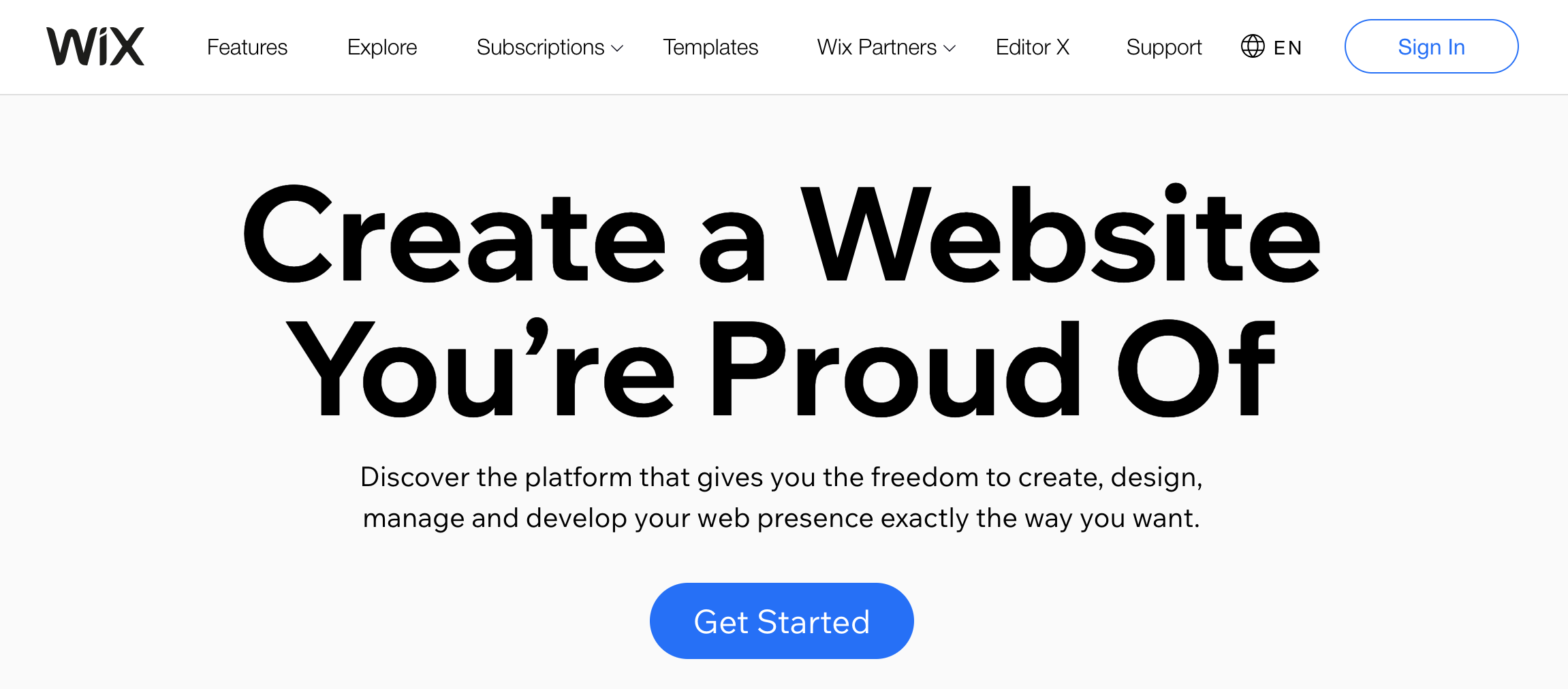 Examen de la page de destination du logiciel de création de site Web Wix
