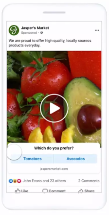 Exemple d'annonces de sondage Facebook