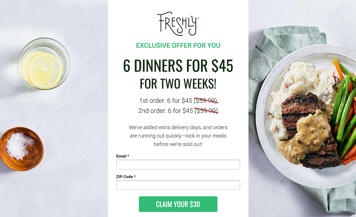 Przykład strony docelowej retargetingu witryny sklepu internetowego