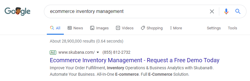 Beispiel für die Google-Suche