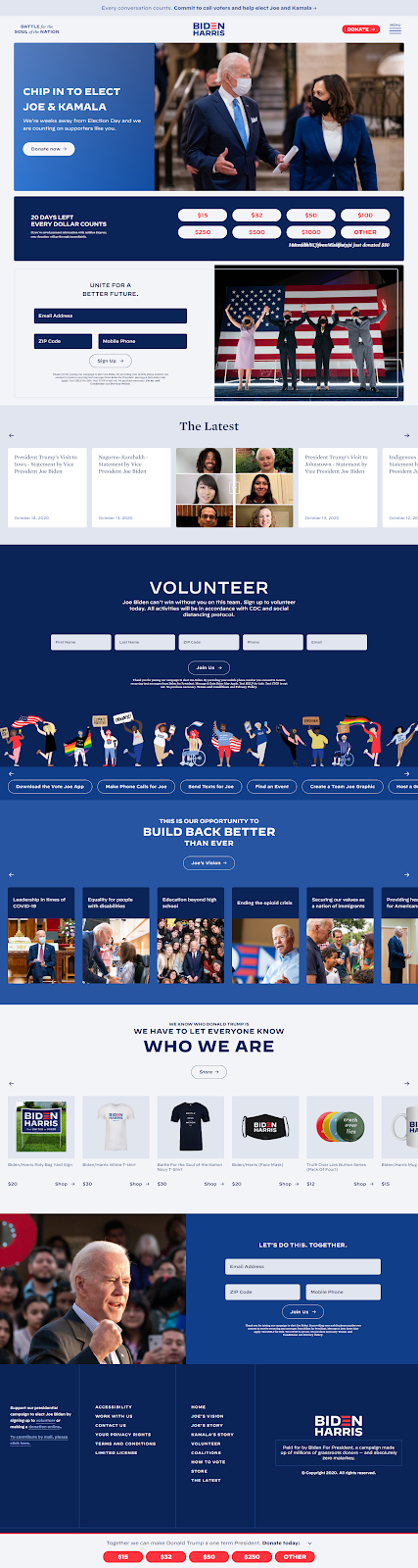 Biden homepage