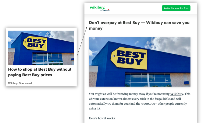 ตัวอย่างหน้า Landing Page ของ Wikibuy