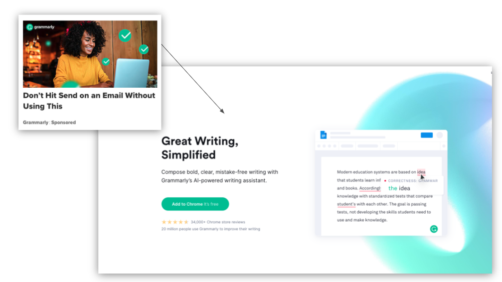 หน้า Landing Page ไวยากรณ์