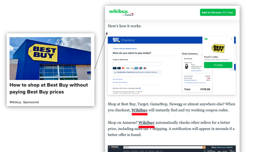 การจับคู่ข้อความหน้า Landing Page ของ Wikibuy