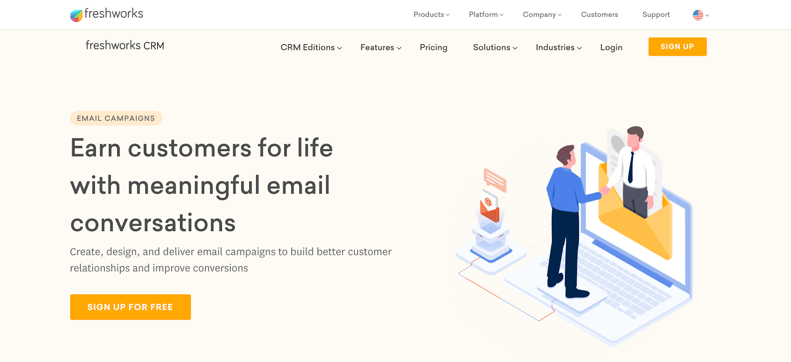 หน้า Landing Page จาก Freshworks