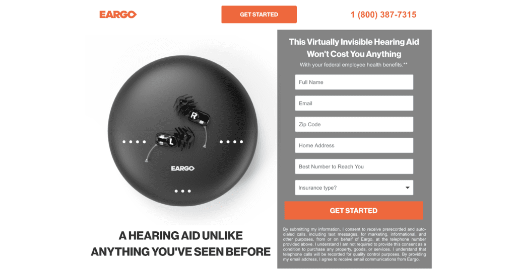 Страница Eargo