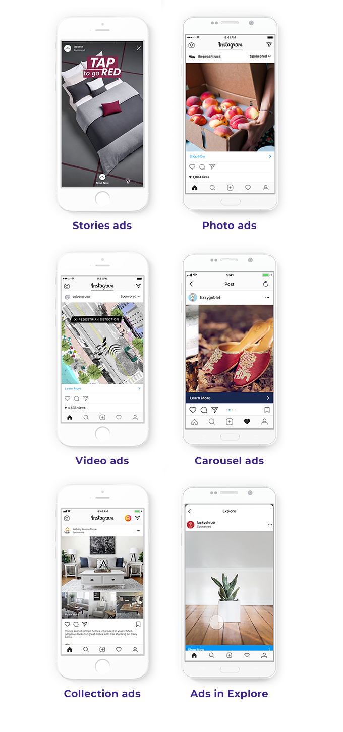 أنواع إعلانات Instagram