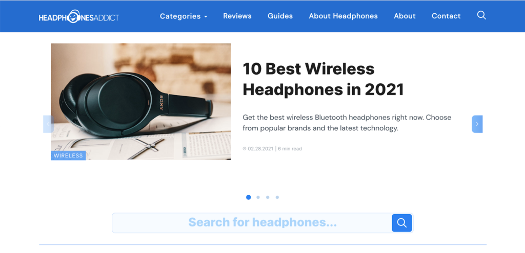 Website des Amazon-Partnerprogramms: Homepage von Headphones Addict