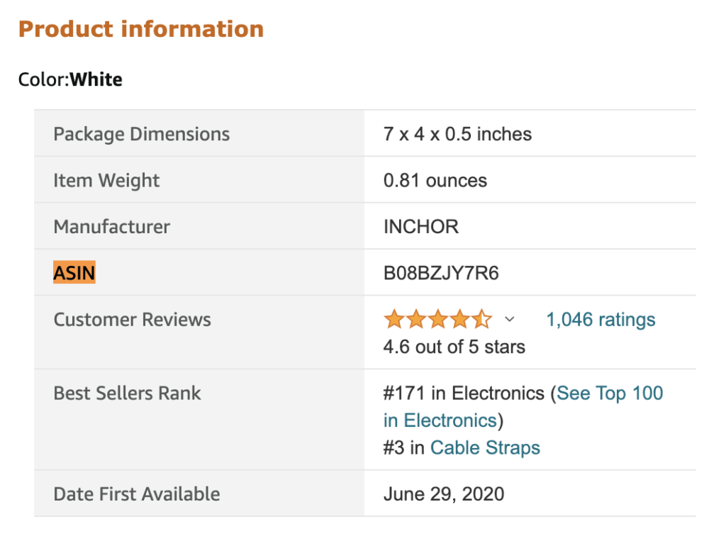 Amazon-Produktinformationen