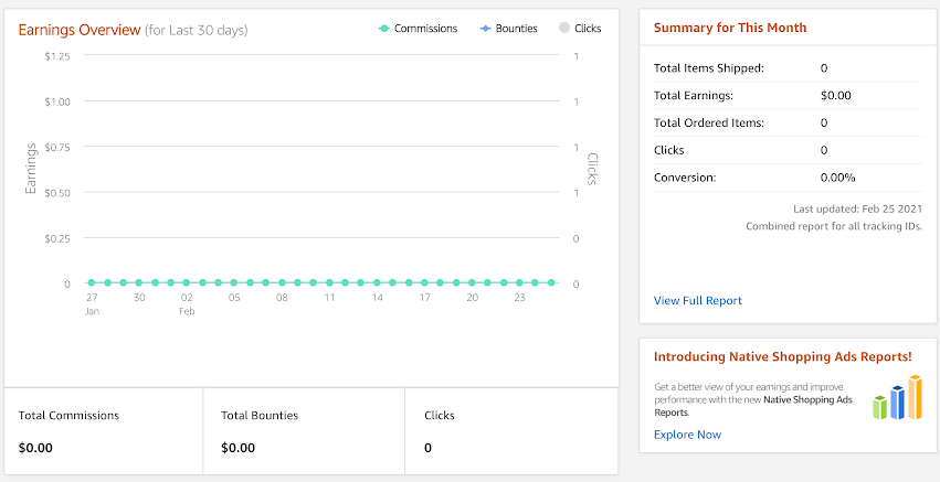 Ihr Amazon Associates-Konto-Dashboard