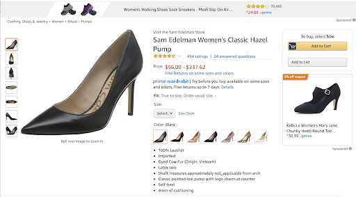 Conversion-optimierte Einkaufsseite bei Amazon