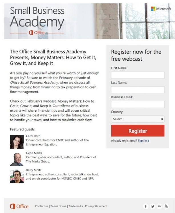 exemple de site Web d'atterrisseur générant des prospects