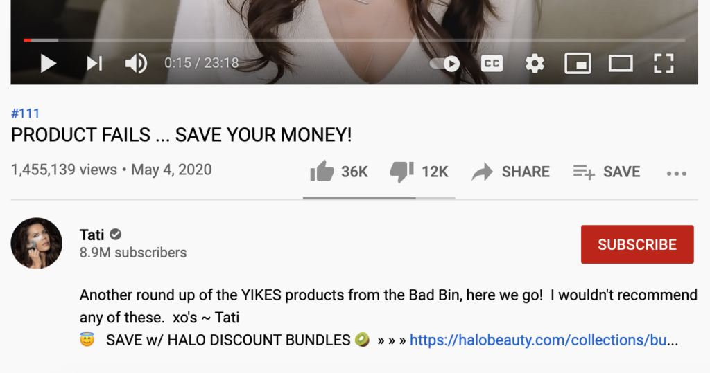 YouTube 視頻說明中的附屬鏈接