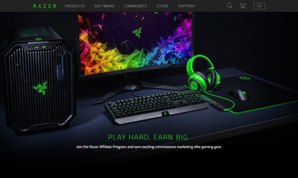 razer 联盟计划主页的屏幕截图