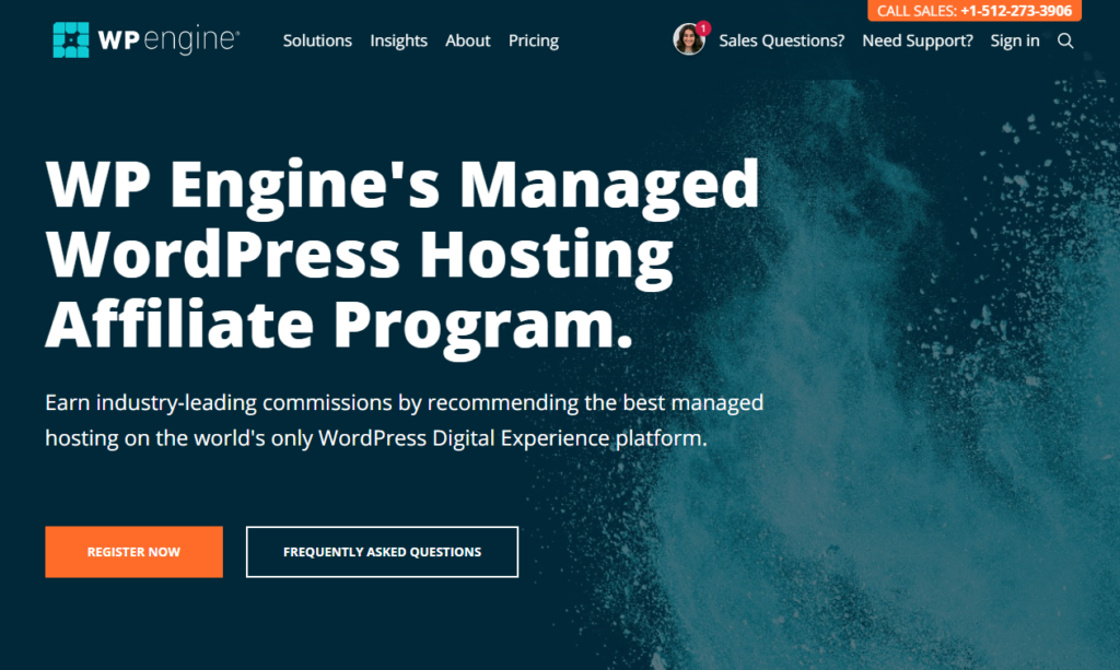 wp 引擎联盟计划主页的屏幕截图