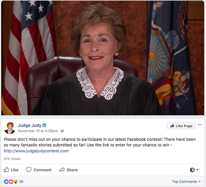 Postare video de către judecătorul Judy