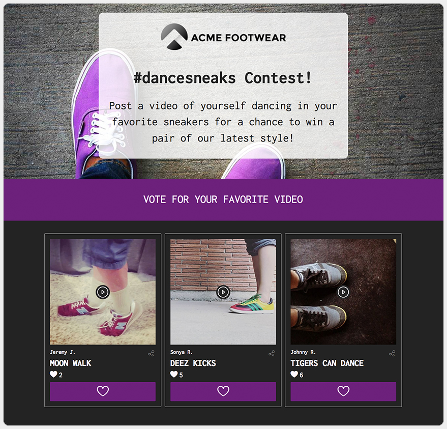 ShortStack 的 UGC 視頻競賽模板