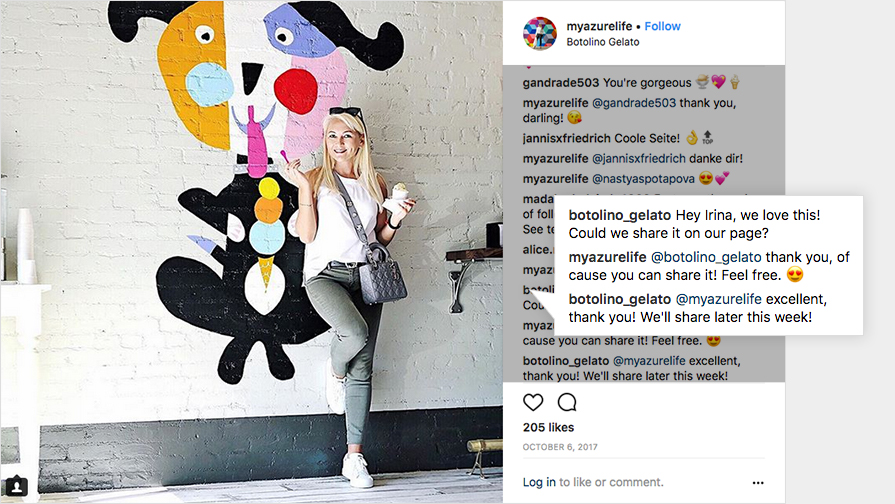 Botolino Gelatoは、このユーザーの写真を共有する許可を求めています