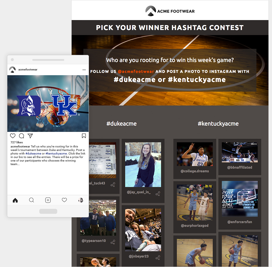 Instagramのハッシュタグ勝者コンテスト