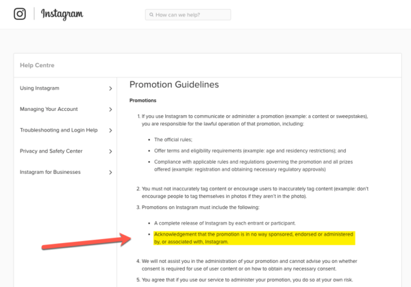 Instagramはあなたが決して無視してはならないInstagramコンテストルールの承認を欠いている