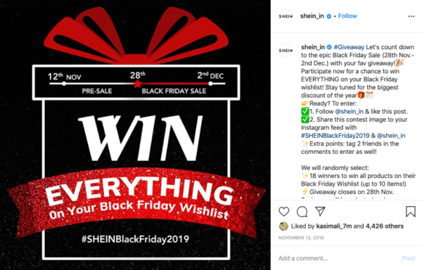 Black Friday Sale Banner für Instagram Wettbewerbe