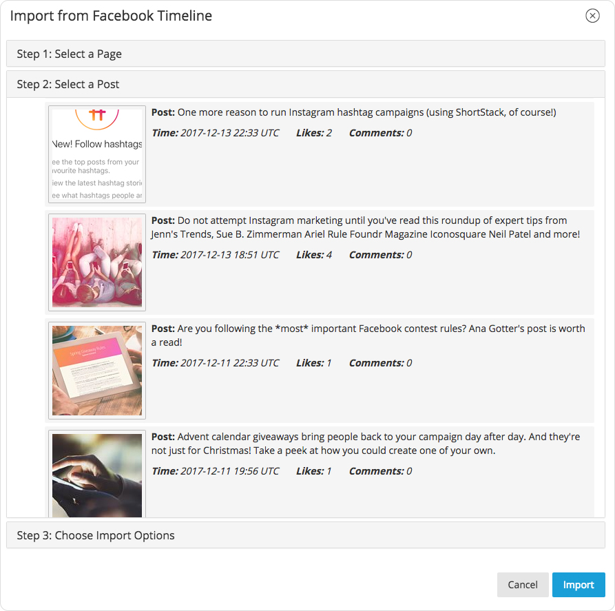 استيراد الإعجابات والتعليقات من Facebook