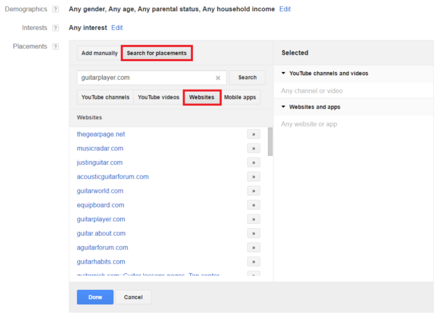 YouTube의 웹사이트 게재위치