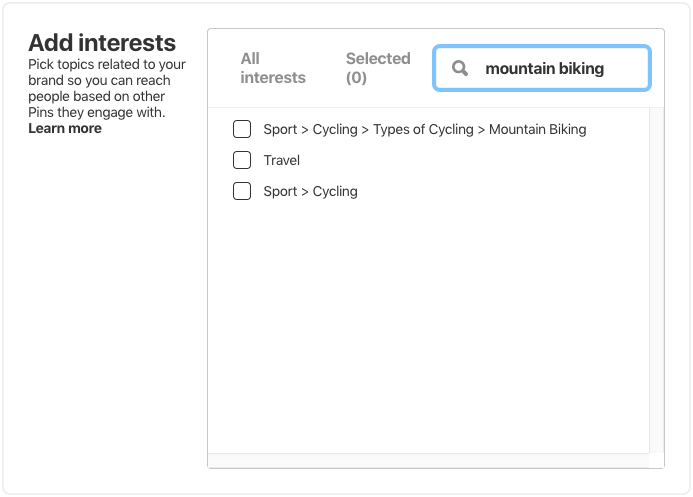 Pinterest tambahkan minat