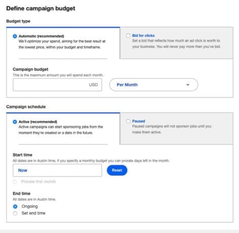 실제로 인터페이스 캠페인 예산