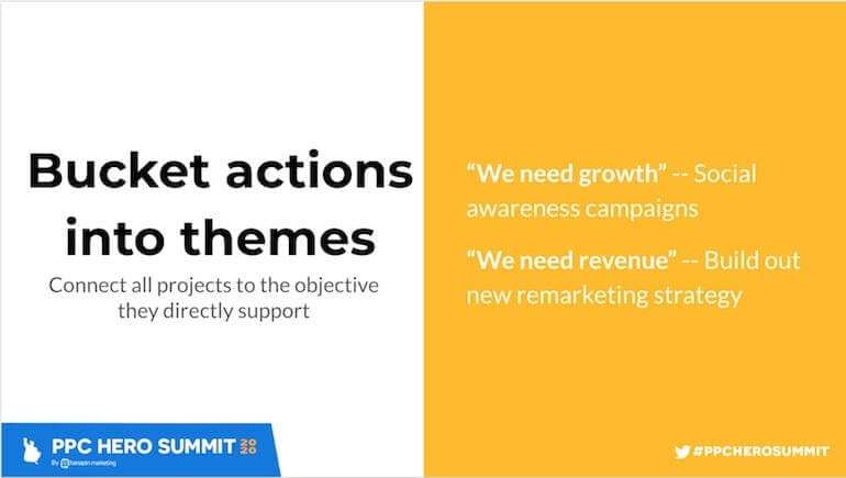 ใส่รายการการกระทำ ppc ของคุณลงในธีมตามวัตถุประสงค์ทางธุรกิจที่ส่งผลกระทบ