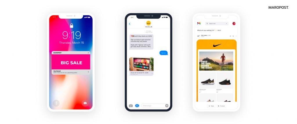 モバイルマーケティングの例-SMS、プッシュ、メール