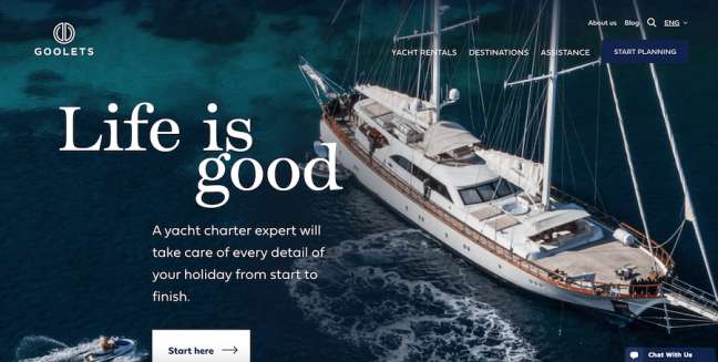 Дизайн веб-сайтов о путешествиях Goolets
