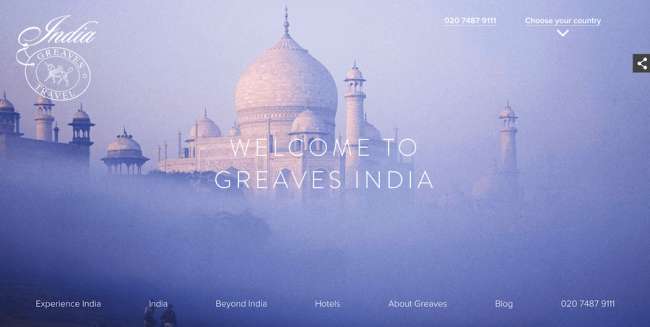 Дизайн веб-сайта Greaves India Travel