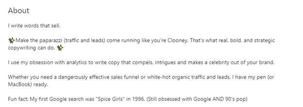 przykład podsumowania linkedin