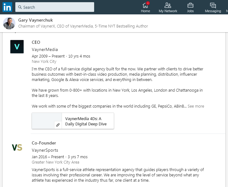 良好的 Linkedin 配置文件示例