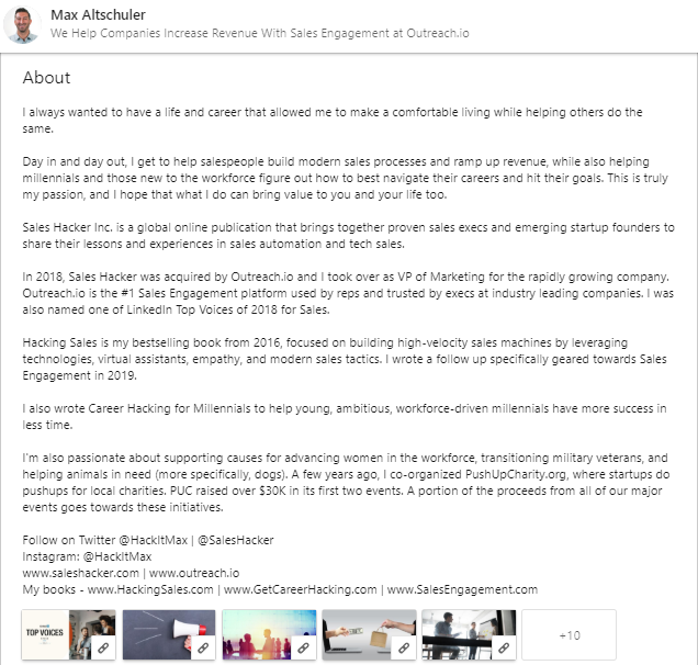 modèle de profil linkedin