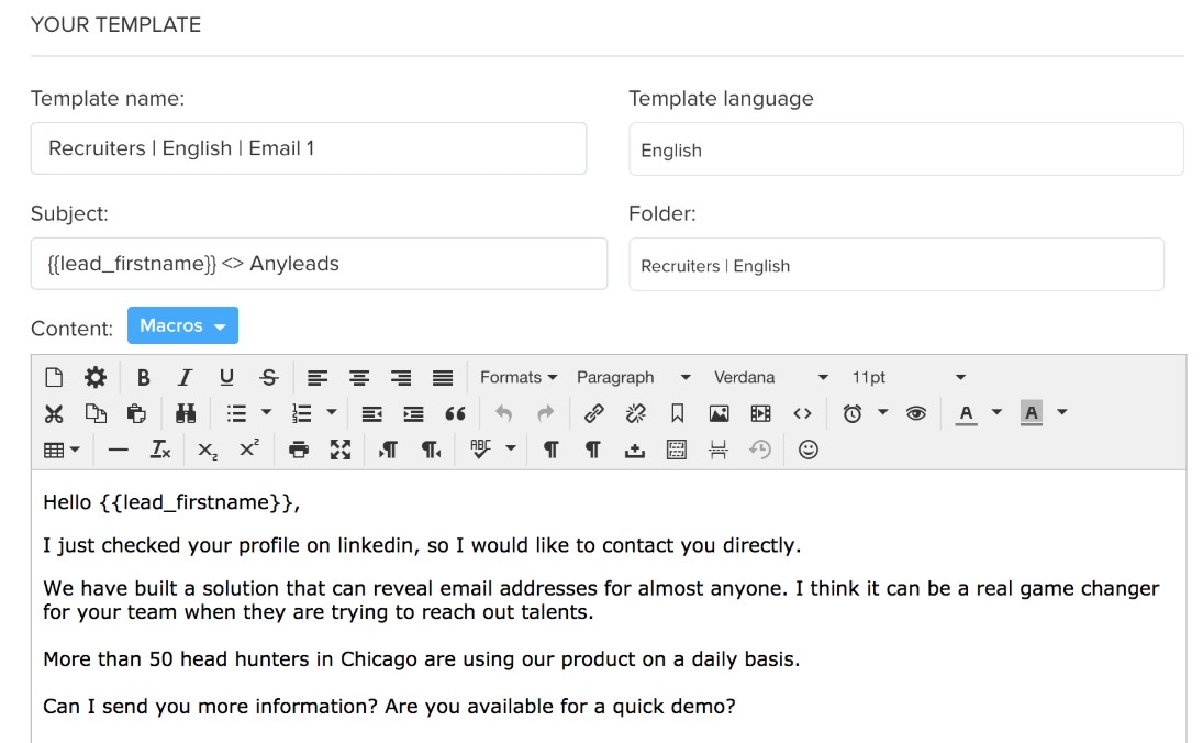 modello di email professionale