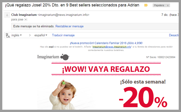 Ejemplo de autorespondedores de imaginarium