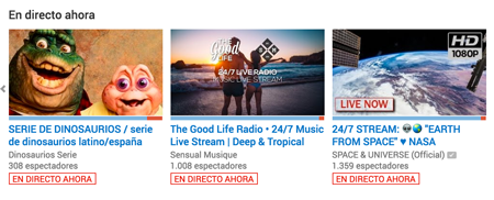 Emisiones en directo de Youtube Emisiones en directo de Youtube