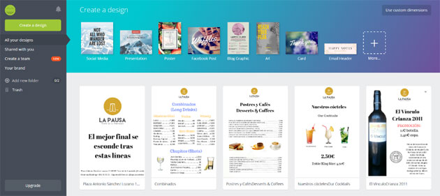 pantalla inicial canva