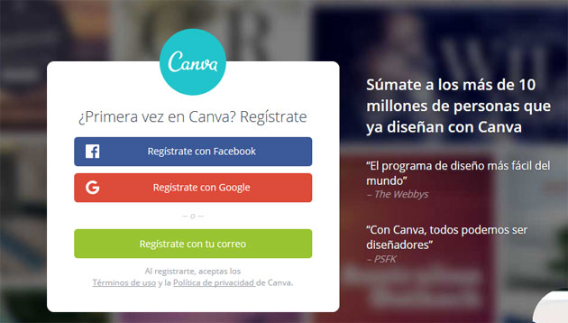 Crear cuenta en Canva