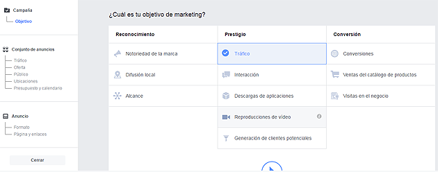 tipos de campanas de facebook